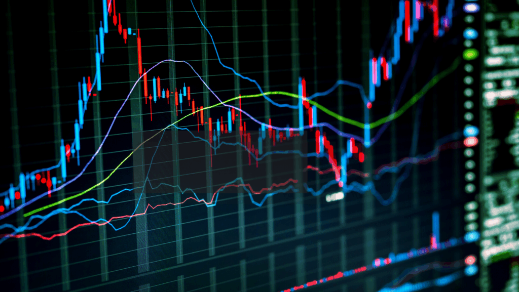Gráfico financiero con volatilidad del mercado utilizado para explicar estrategias de liquidez en tiempos de incertidumbre.